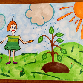 Конкурсная работа Рисование красками "Поможем природе- посадим леса!"